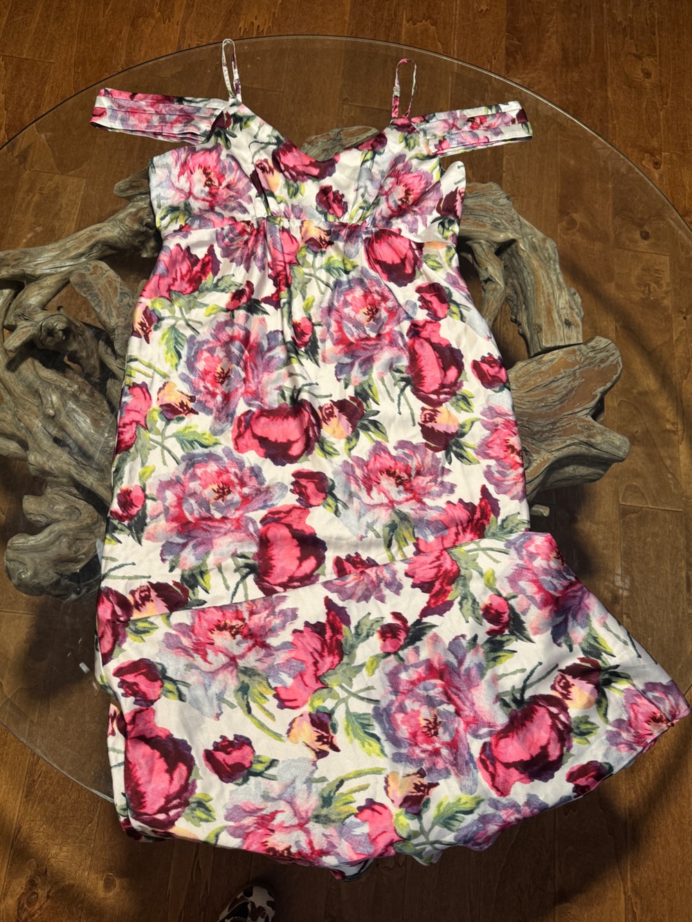 Floral Off-Shoulder Maternity Dress - Pink White